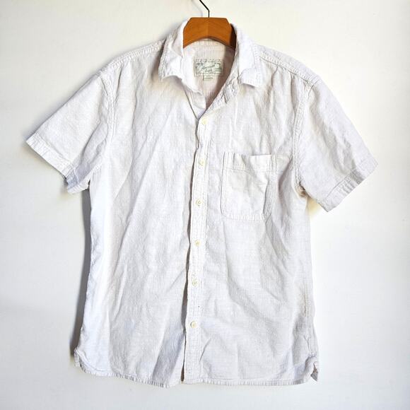 American Eagle White Button Front Short Sleeve Shirt Size M Men's Beachy Casual - Picture 1 of 8